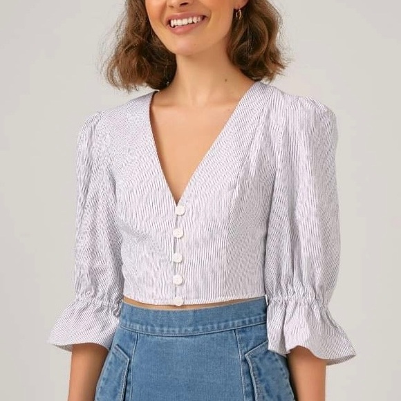 The Fifth Label Tops - BNWT THE FIFTH LABEL Pinstripe Passage Top Blouse